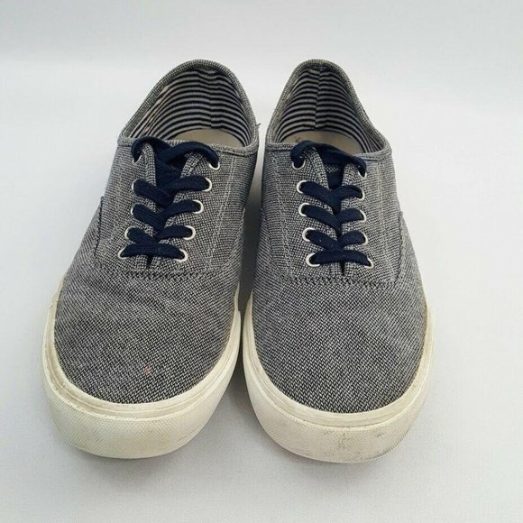 Old Navy Men's Canvas Athletic Boat Shoes Denim Chambray Lace Up Size 9 Gray - Picture 2 of 10